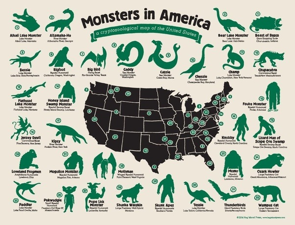 Mapa dos monstros folclóricos de cada estado americano. Que tal fazermos um de nosso país, minha gente linda?