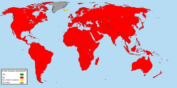 Um usuário groenlandês, cansado de ver seu mapa cinzado em todas as estatísticas fez um mapa onde, finalmente, a Groenlândia teria uma cor refletindo os dados coletados. Não, pera…